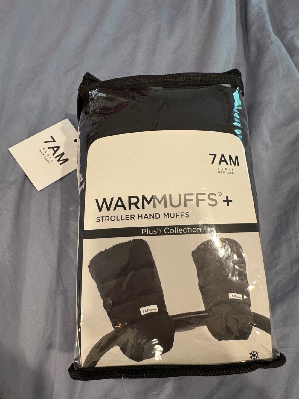 NEW 7AM Enfant Pair of Stroller Hand Muffs – Black Plush NWT